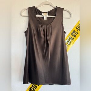 Talbots Chocolate Brown Silk Sleeveless Shirt (Size 4)